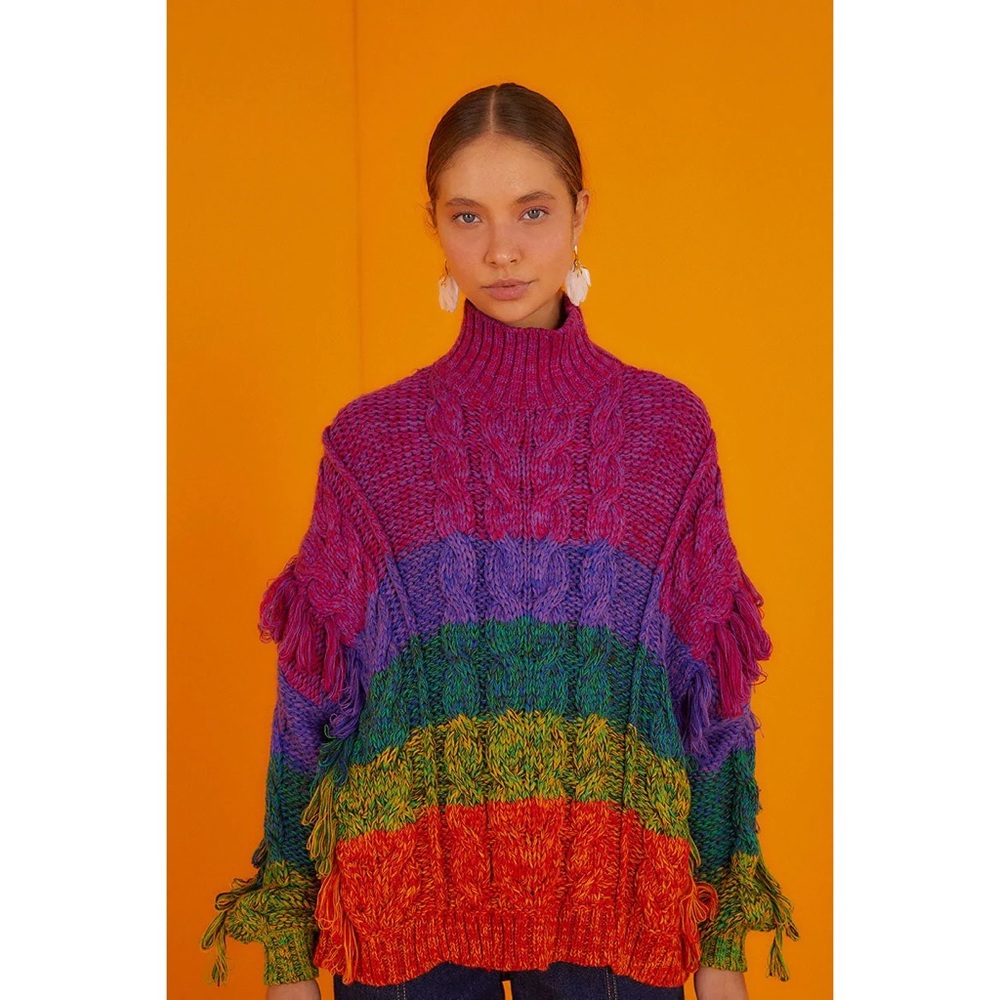 FARM Rio Multicolored Yarn Sweater S - Picture 1 of 7